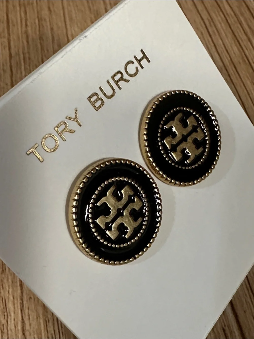 Tory Burch Circle T Logo Stud Earrings